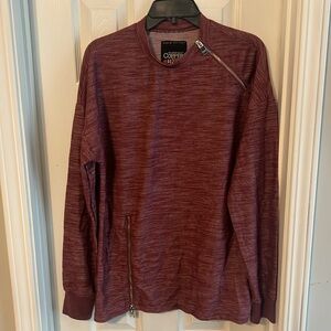 Copper Rivet Burgundy Zip-up Shirt  Men Size Medium